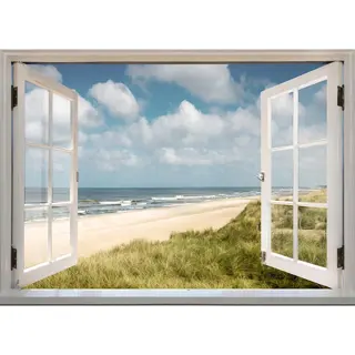 Tuinposter Strand kozijn 163x117cm