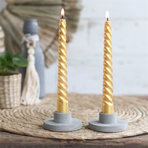 Twisted Candles Set 4 st. - Gold Metallic - afbeelding 4