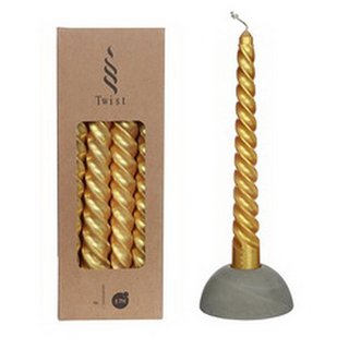 Twisted Candles Set 4 st. - Gold Metallic - afbeelding 1