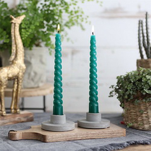 Twisted Candles Set 4 st. - Petrol - afbeelding 2