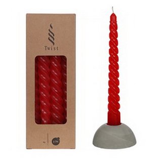 Twisted Candles Set 4 st. - Red - afbeelding 1
