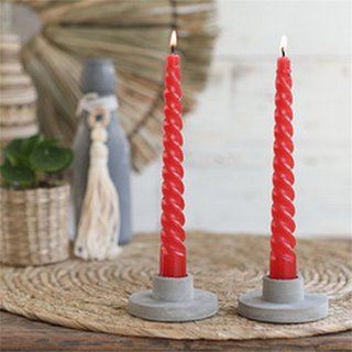 Twisted Candles Set 4 st. - Red - afbeelding 4