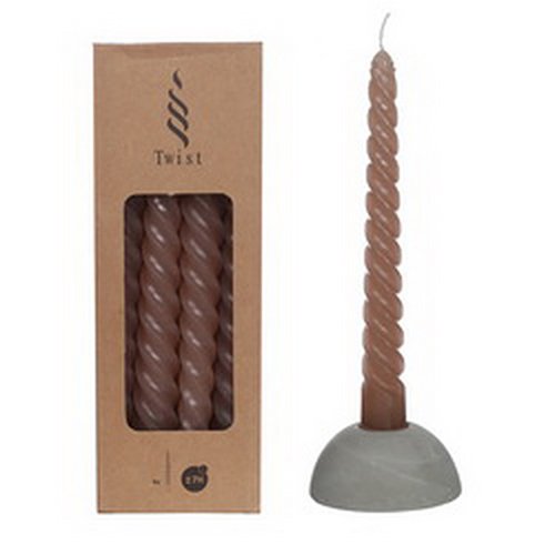 Twisted Candles Set 4 st. - Taupe - afbeelding 1