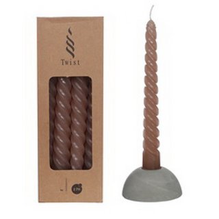 Twisted Candles Set 4 st. - Taupe - afbeelding 1