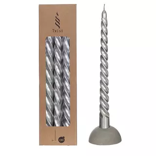 Twisted Candles Set 3 st. - Silver Metallic