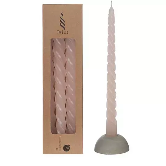 Twisted Candles Set 3 st. - White Pink