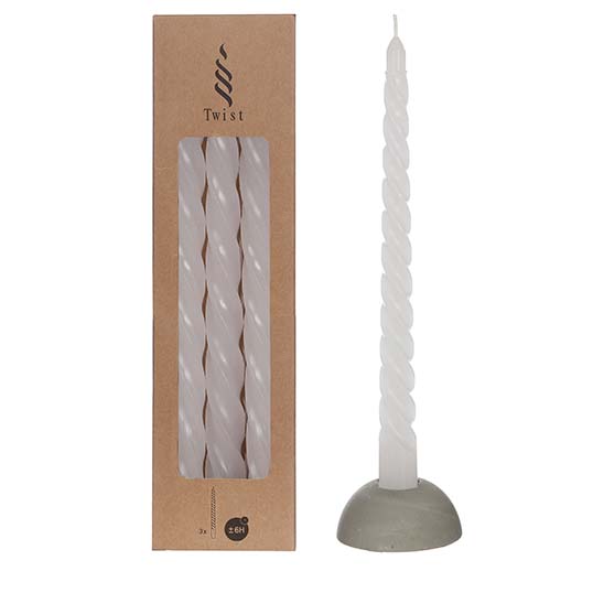 Twisted Candles Set 3 st. - White