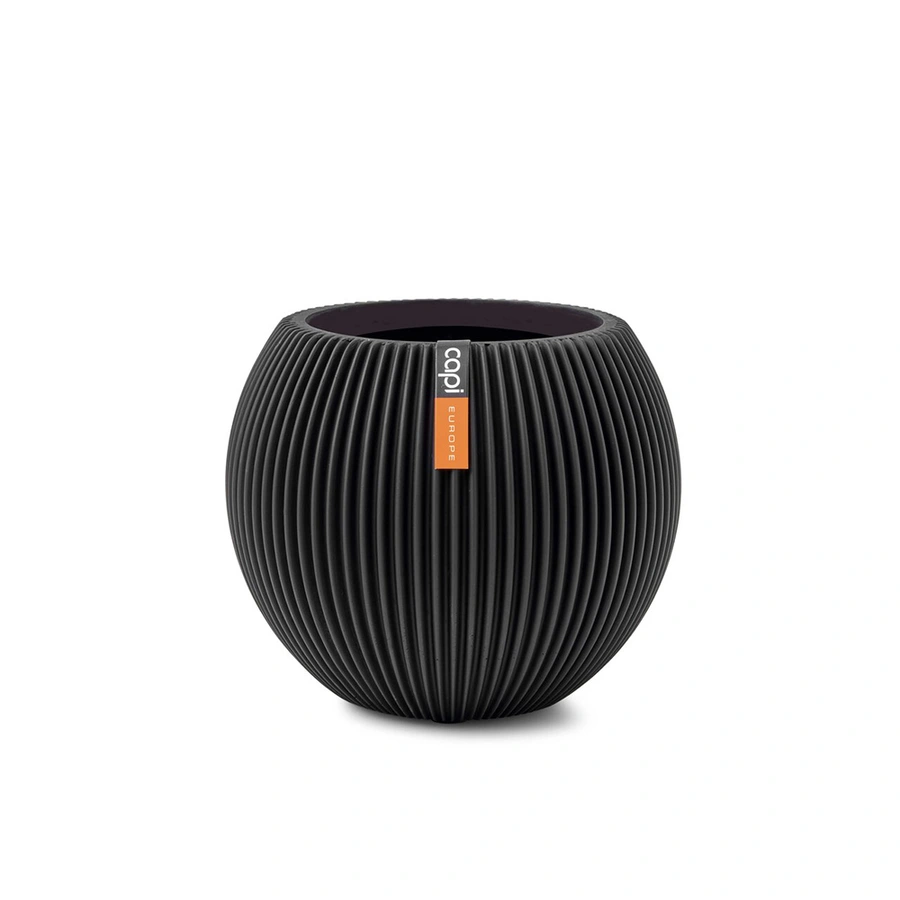 Capi Vaas Bol Groove 29x26 cm - Zwart