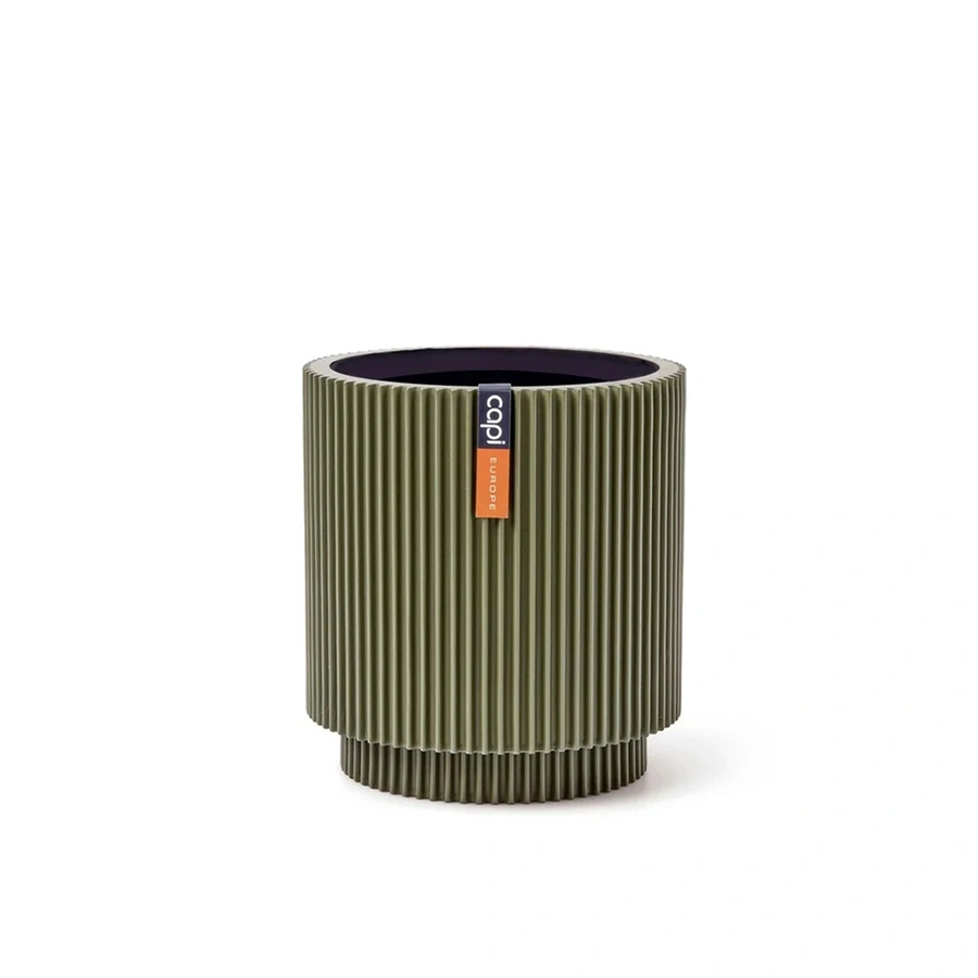Capi Vaas Cilinder Groove 15x17 cm - Groen - afbeelding 1