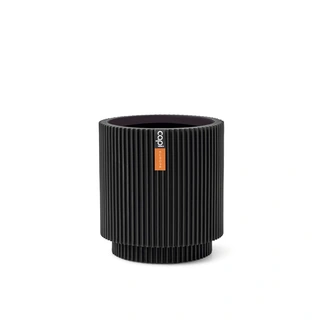 Capi Vaas Cilinder Groove 15x17 cm - Zwart - afbeelding 1