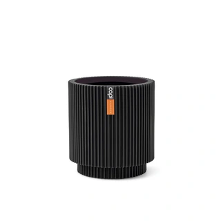 Capi Vaas Cilinder Groove 15x17 cm - Zwart - afbeelding 1