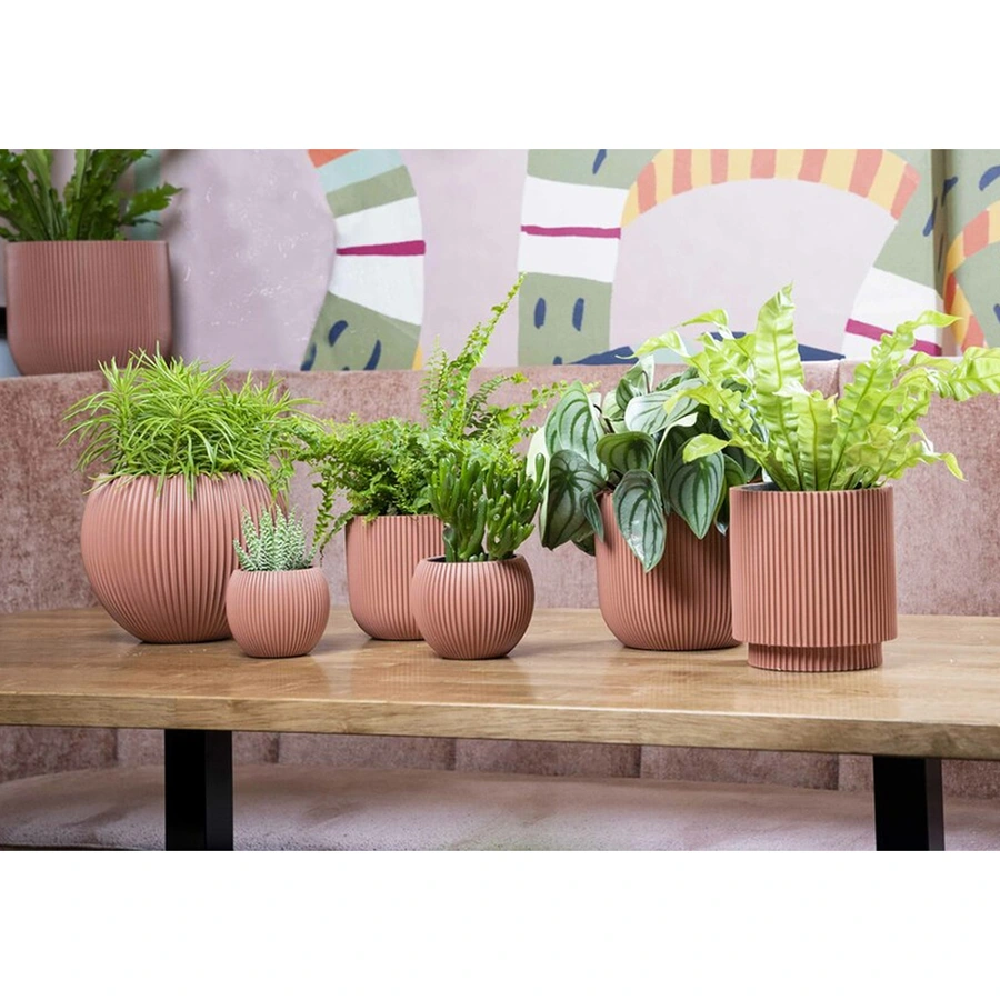 Capi Vaas Cilinder Groove 19x21 cm - Roze - afbeelding 2