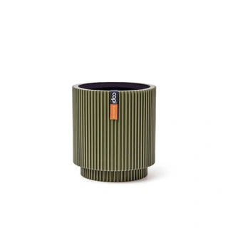 Capi Vaas Cilinder Groove 23x25 cm - Groen - afbeelding 1