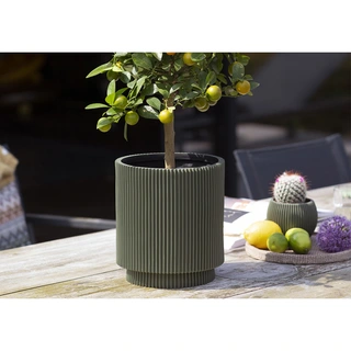 Capi Vaas Cilinder Groove 23x25 cm - Groen - afbeelding 2