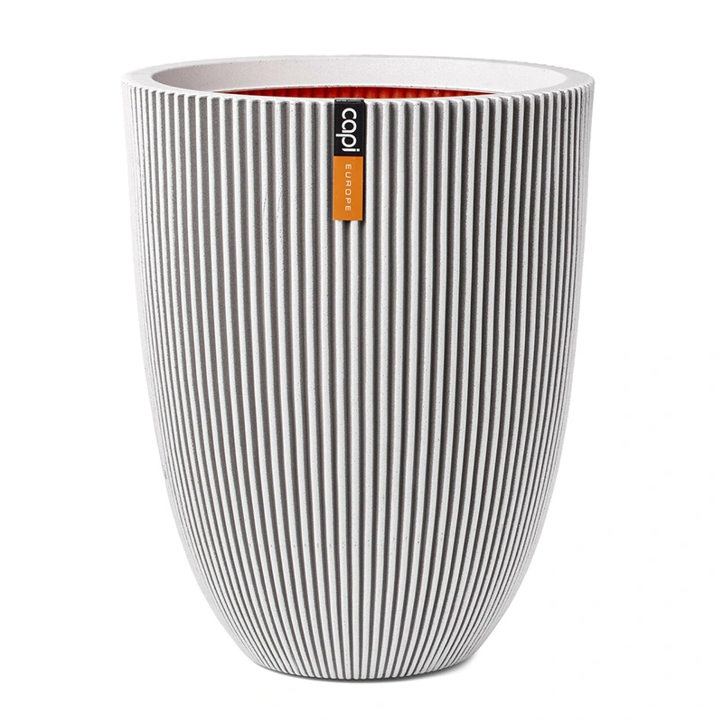 Capi Vaas Elegant Laag Groove Ø46x58 cm - Ivoor - afbeelding 1