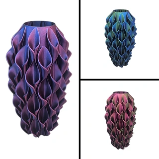 3D Vaas Flora Ø13,5x25 cm - Blauw/Paars - afbeelding 4