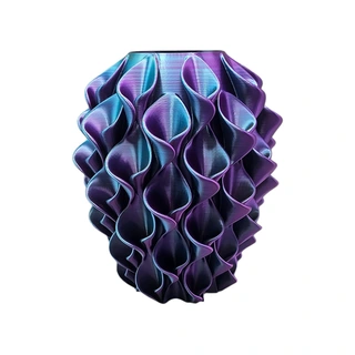 3D Vaas Florea Ø22x25 cm - Goud/Blauw/Paars