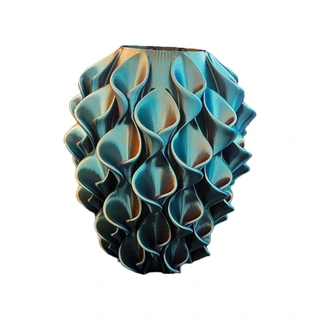 3D Vaas Florea Ø22x25 cm - Goud/Blauw/Paars - afbeelding 3