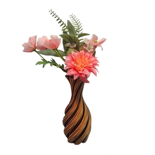 3D Vaas Florix Ø8,5x19,5 cm - Goud/Blauw/Paars - afbeelding 4