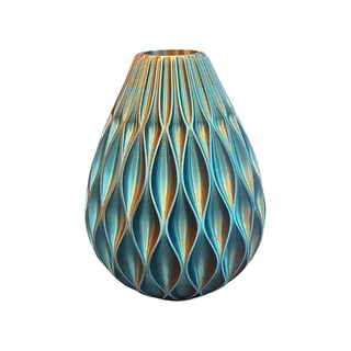 3D Vaas Onyx Ø13x17,5 cm - Goud/Blauw/Paars