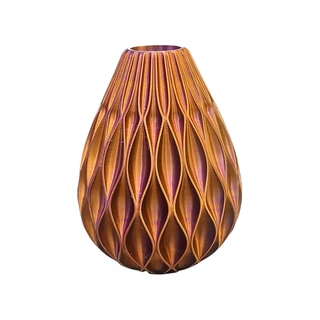 3D Vaas Onyx Ø13x17,5 cm - Goud/Blauw/Paars - afbeelding 2