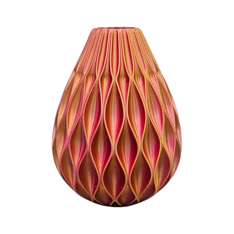 3D Vaas Onyx Ø13x17,5 cm - Goud/Paars/Roze - afbeelding 1