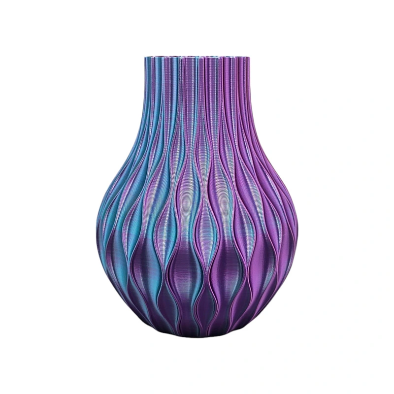 3D Vaas Opaal Ø14x18 cm - Goud/Paars/Roze - afbeelding 2