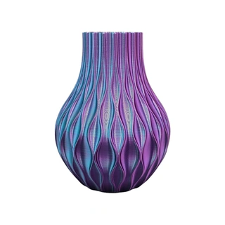 3D Vaas Opaal Ø14x18 cm - Goud/Paars/Roze - afbeelding 2