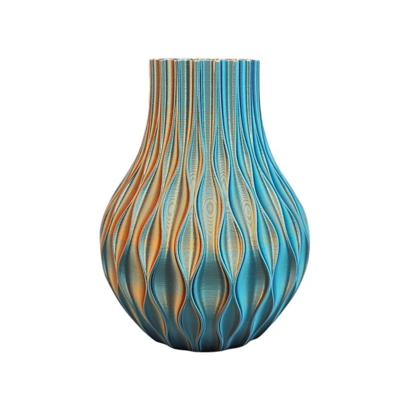 3D Vaas Opaal Ø14x18 cm - Goud/Paars/Roze - afbeelding 3