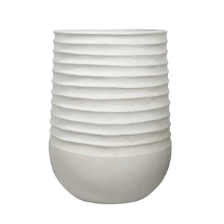 Kunststof Bloempot Vaas Rib Rond Chalk Beige - Ø53x70 cm