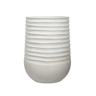 Kunststof Bloempot Vaas Rib Rond Chalk Beige - Ø39x51 cm