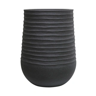 Kunststof Bloempot Vaas Rib Rond Coal Black - Ø53x70 cm
