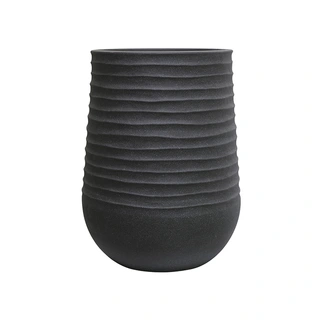 Kunststof Bloempot Vaas Rib Rond Coal Black - Ø39x51 cm