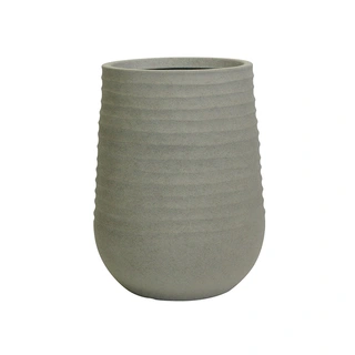 Kunststof Bloempot Vaas Rib Rond Cement Grey - Ø39x51 cm
