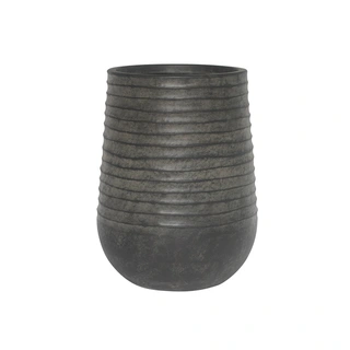 Kunststof Bloempot Vaas Rib Rond Vintage Black - Ø28x37 cm