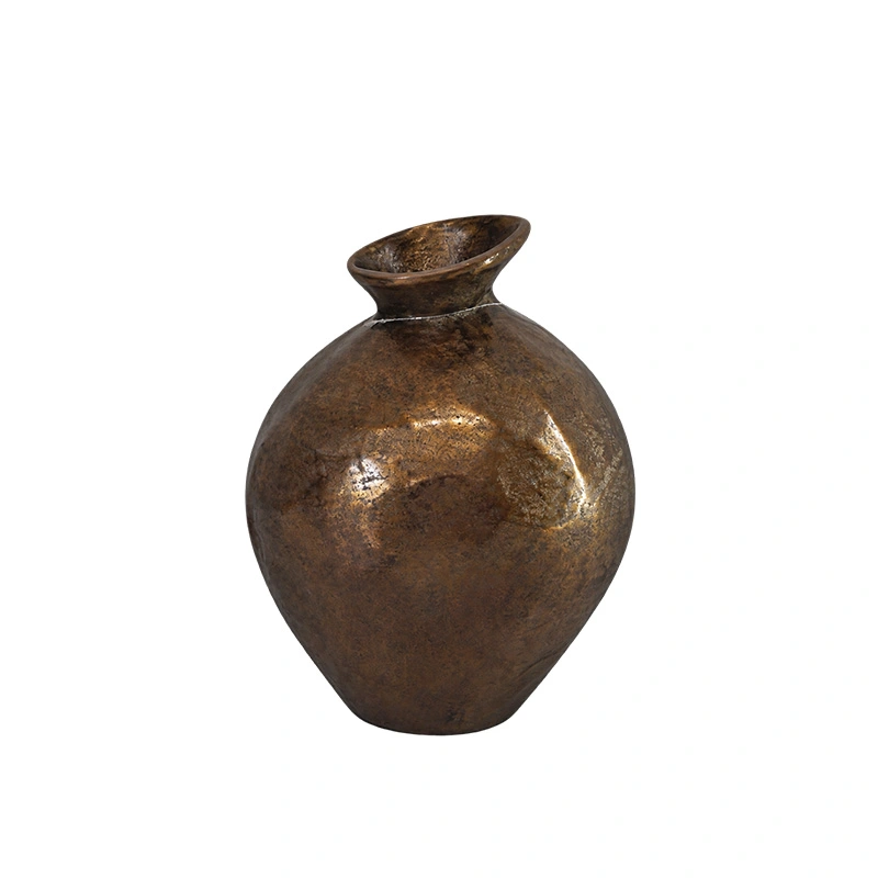 Vase aluminium Ant.brass Shiny S - 23x30 cm