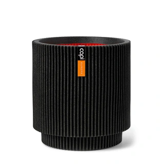 Capi Vaas Cilinder Groove Ø36x38 cm - Zwart