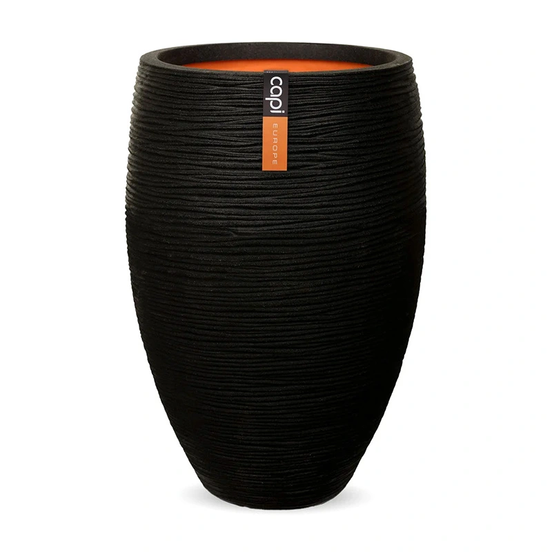 Capi Vaas Elegant Deluxe Rib Ø50x72 cm - Zwart - afbeelding 1