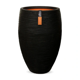 Capi Vaas Elegant Deluxe Rib Ø50x72 cm - Zwart - afbeelding 1