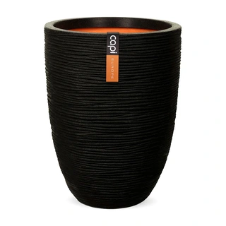 Capi Vaas Elegant Laag Rib Ø34x46 cm - Zwart