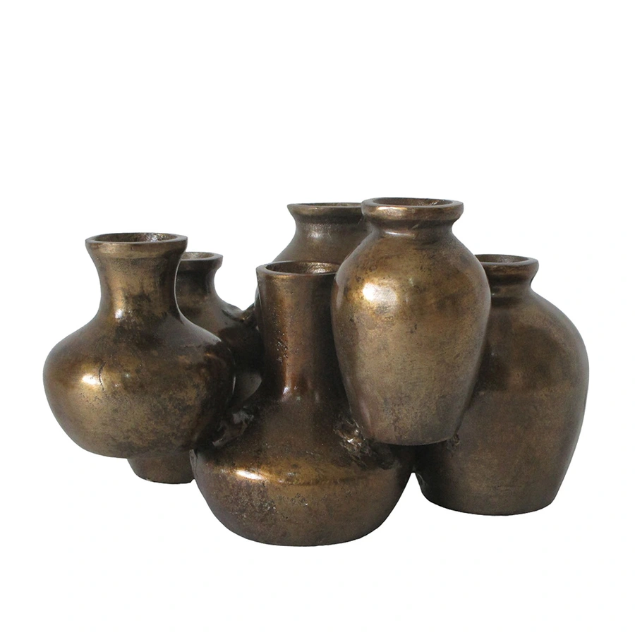 Vase group 6 aluminium Ant.brass - 25x20x15 cm