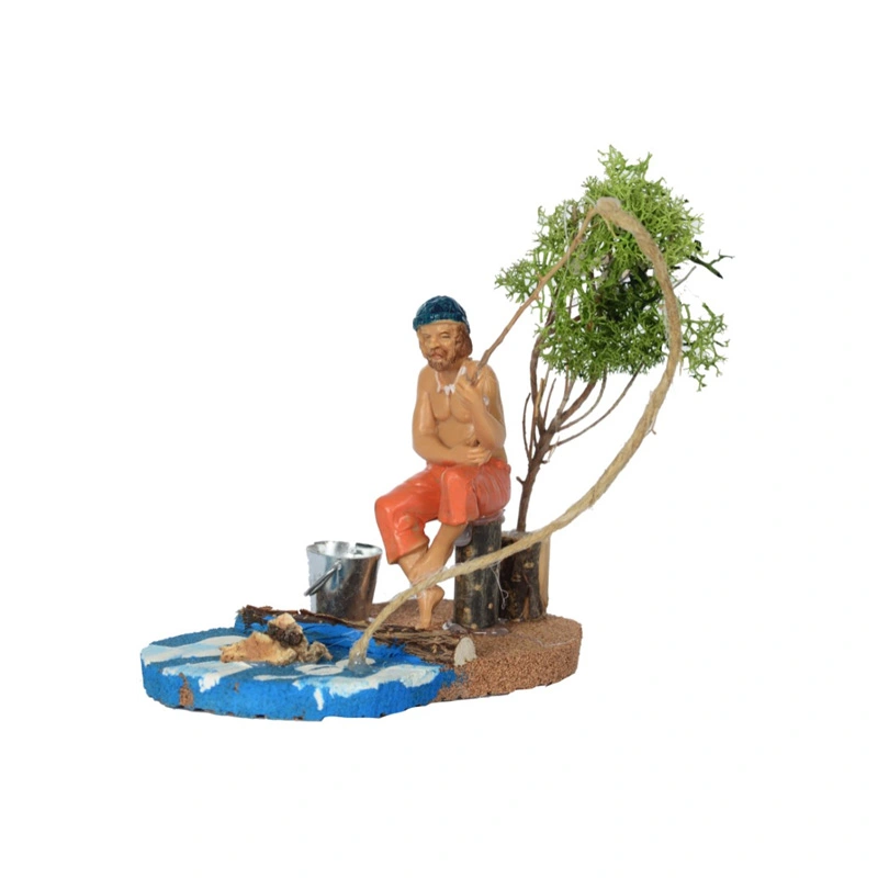 Visser met Emmer - 13x8x10 cm