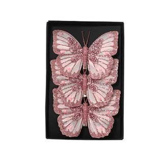 Vlinder Clip Roze Glitter