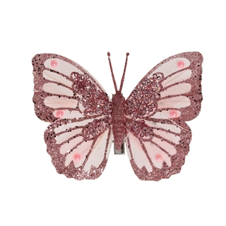 Vlinder Clip Roze Glitter - afbeelding 2
