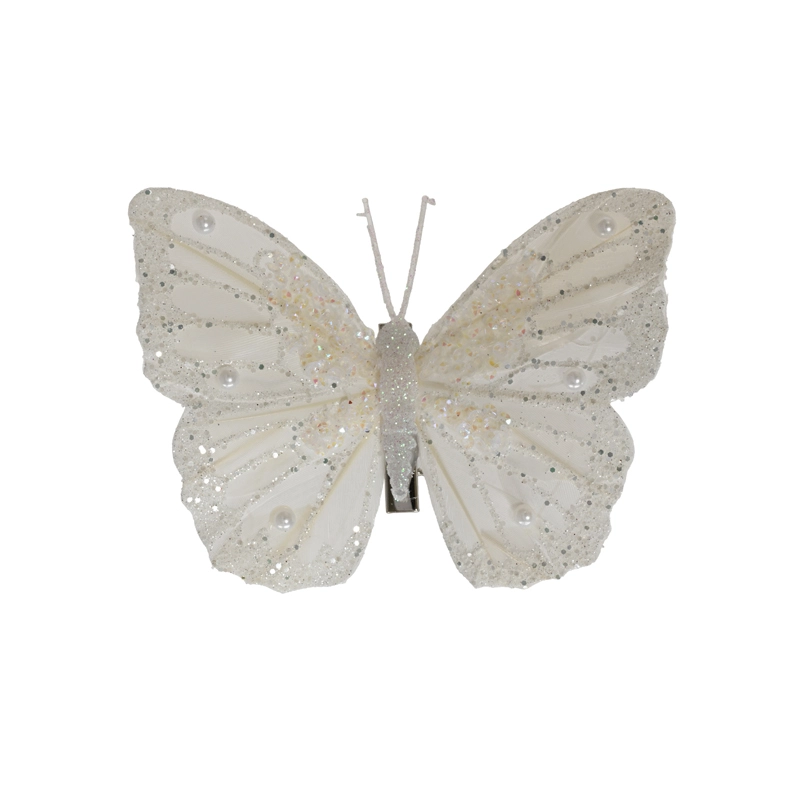 Vlinder Clip Wit Glitter - afbeelding 2