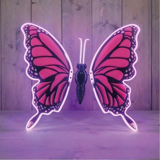 LED Muurhanger Vlinder Roze 60 cm - Warm Wit