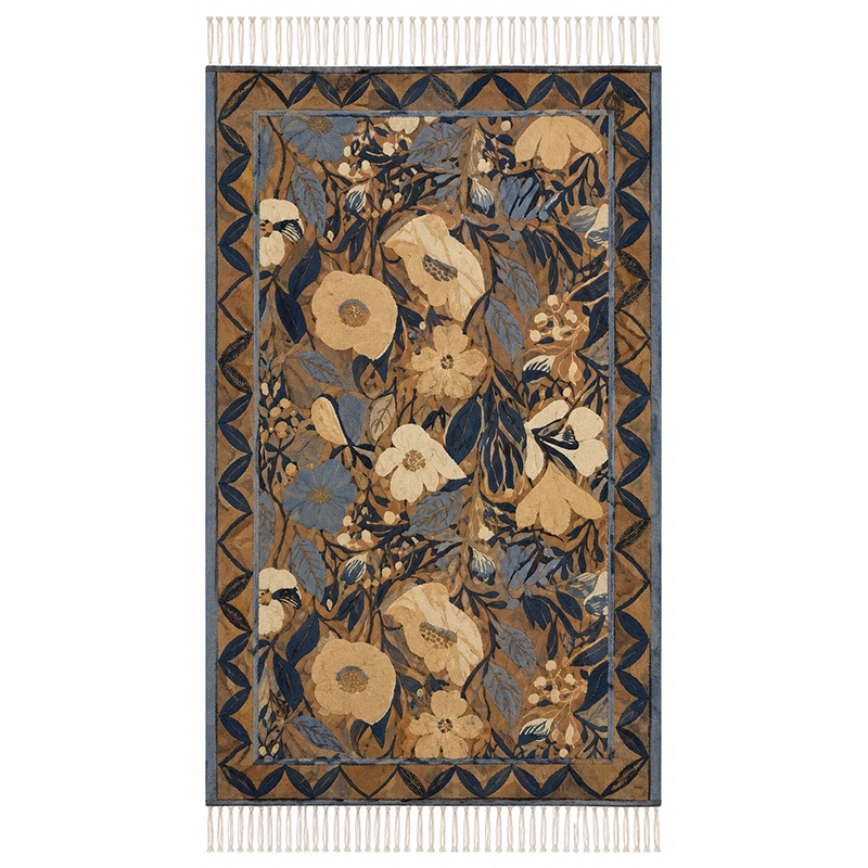 Vloerkleed Bloemen Blauw 90x150 cm