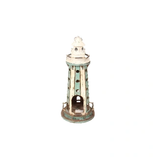 Vuurtoren van Hout Wit/Blauw - Ø30,5x61 cm