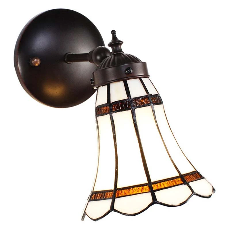Wandlamp Tiffany Wit/Bruin - 17x12x23cm - afbeelding 1