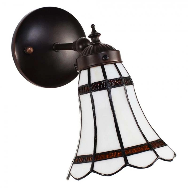 Wandlamp Tiffany Wit/Bruin - 17x12x23cm - afbeelding 2